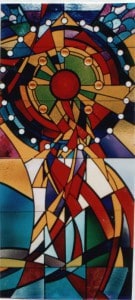 stained glass window of the Reigning King